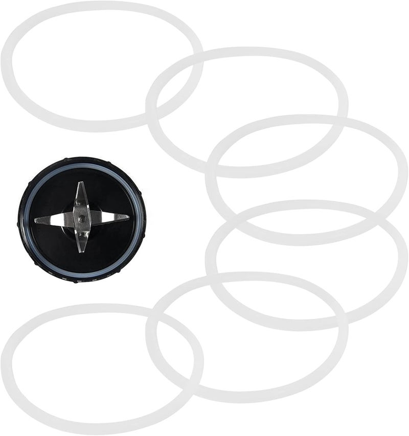 Estink Juicer Rubber Seal, 3/6Pcs White Rubber Sealing Gasket Replacement Parts Fit For Magic Blender 250W Model, Flat or Cross Blade, Juicer Blender Replacement Seals for Home - Image 1